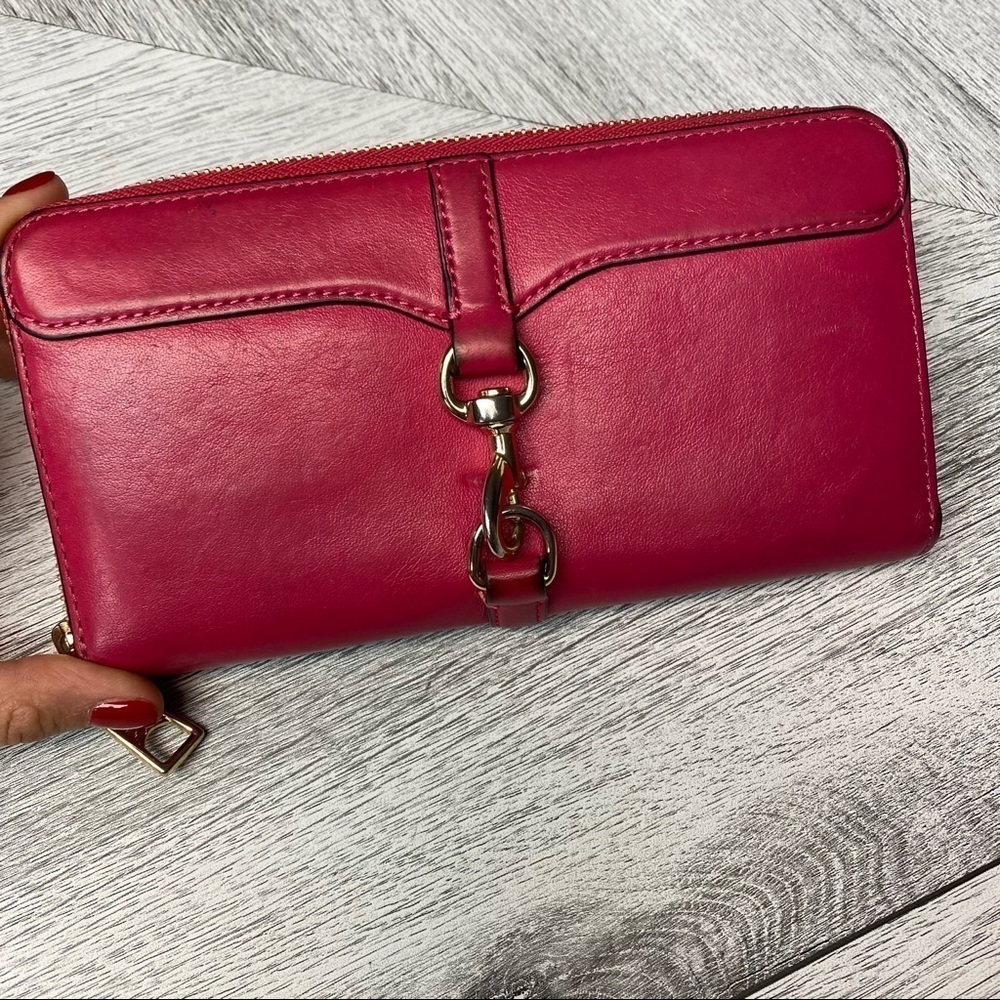 Rebecca Minkoff | Pink Leather Buckle Zip Wallet